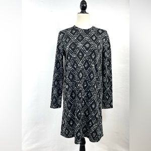 Dex Crew Neck Long Sleeve Geometric Dress Size L